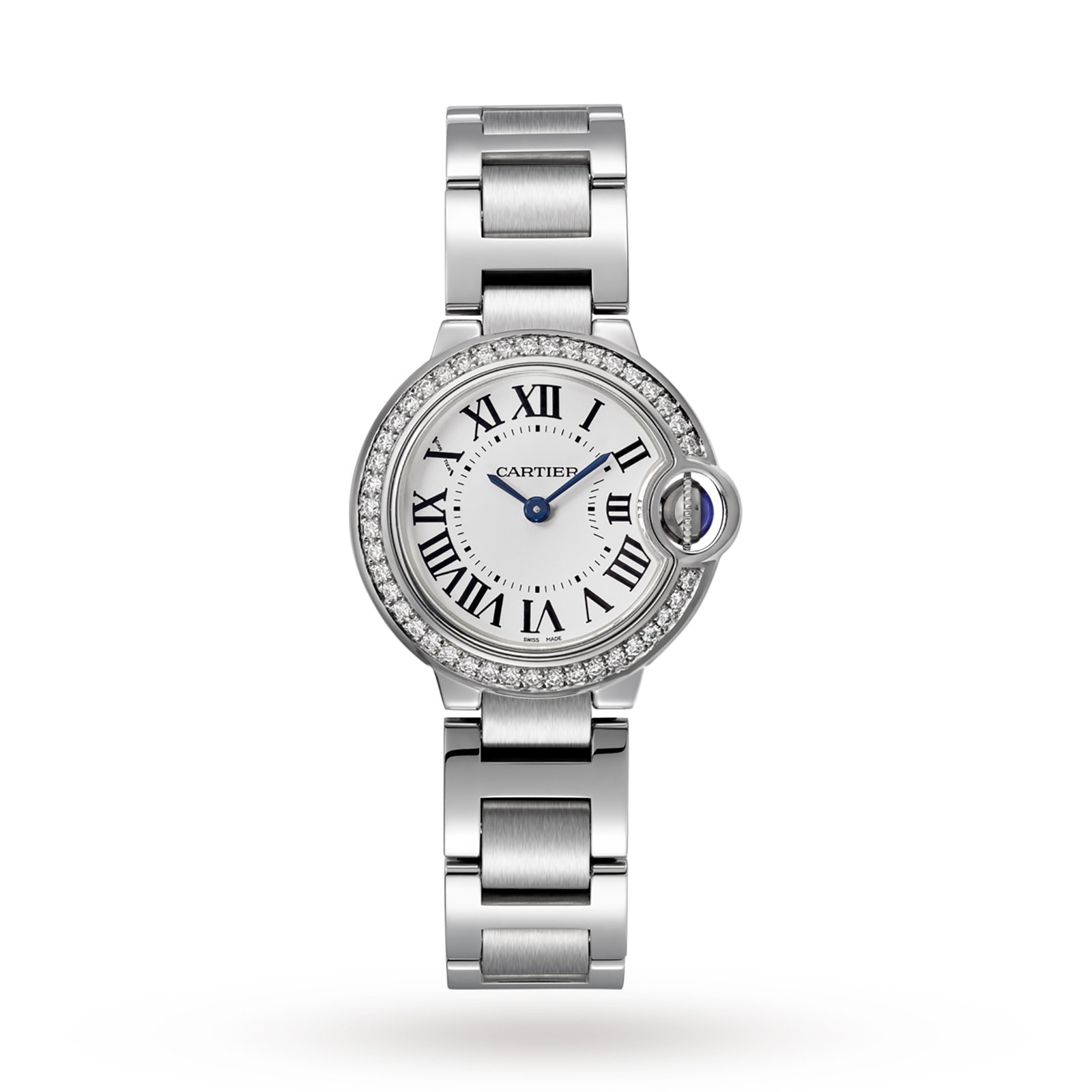 Cartier Ballon Bleu De Cartier Watch 28mm Quartz Steel Diamonds W4BB0015