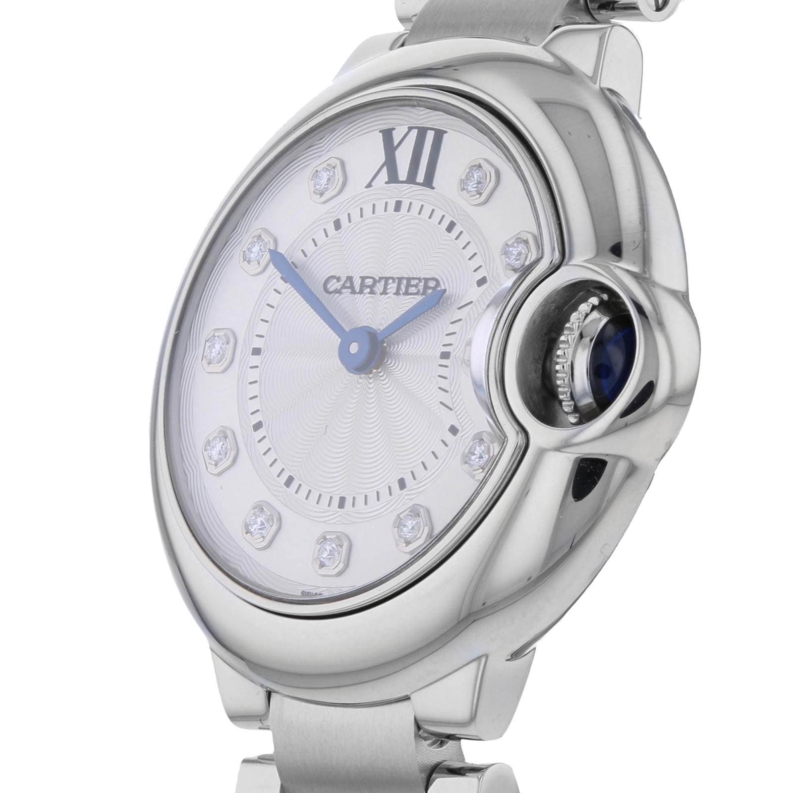 Cartier Ballon Bleu De Cartier Watch 28mm Quartz Steel Diamonds WE902073