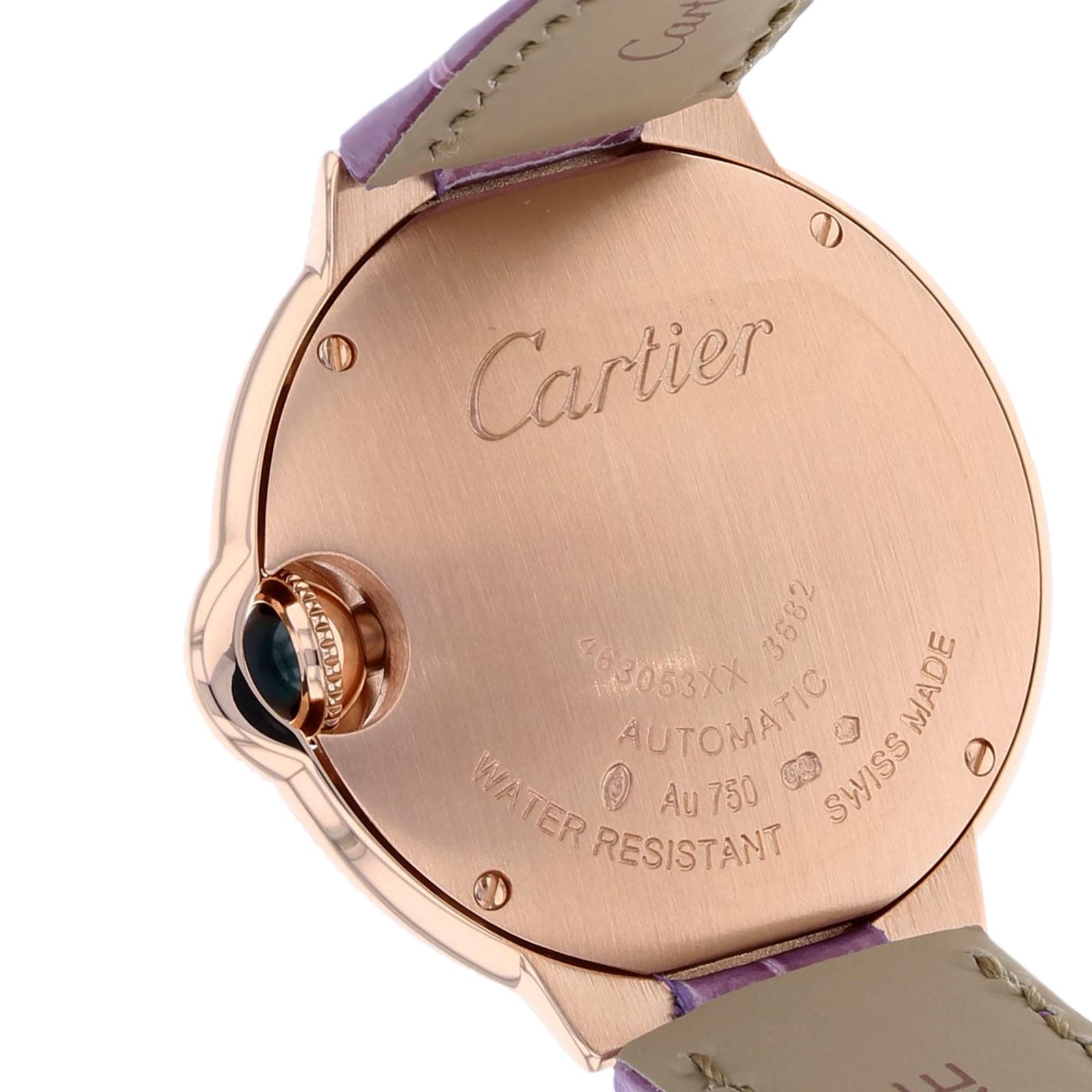 Cartier Ballon Bleu De Cartier Watch 33mm Automatic Rose Gold Diamonds Leather WE902063