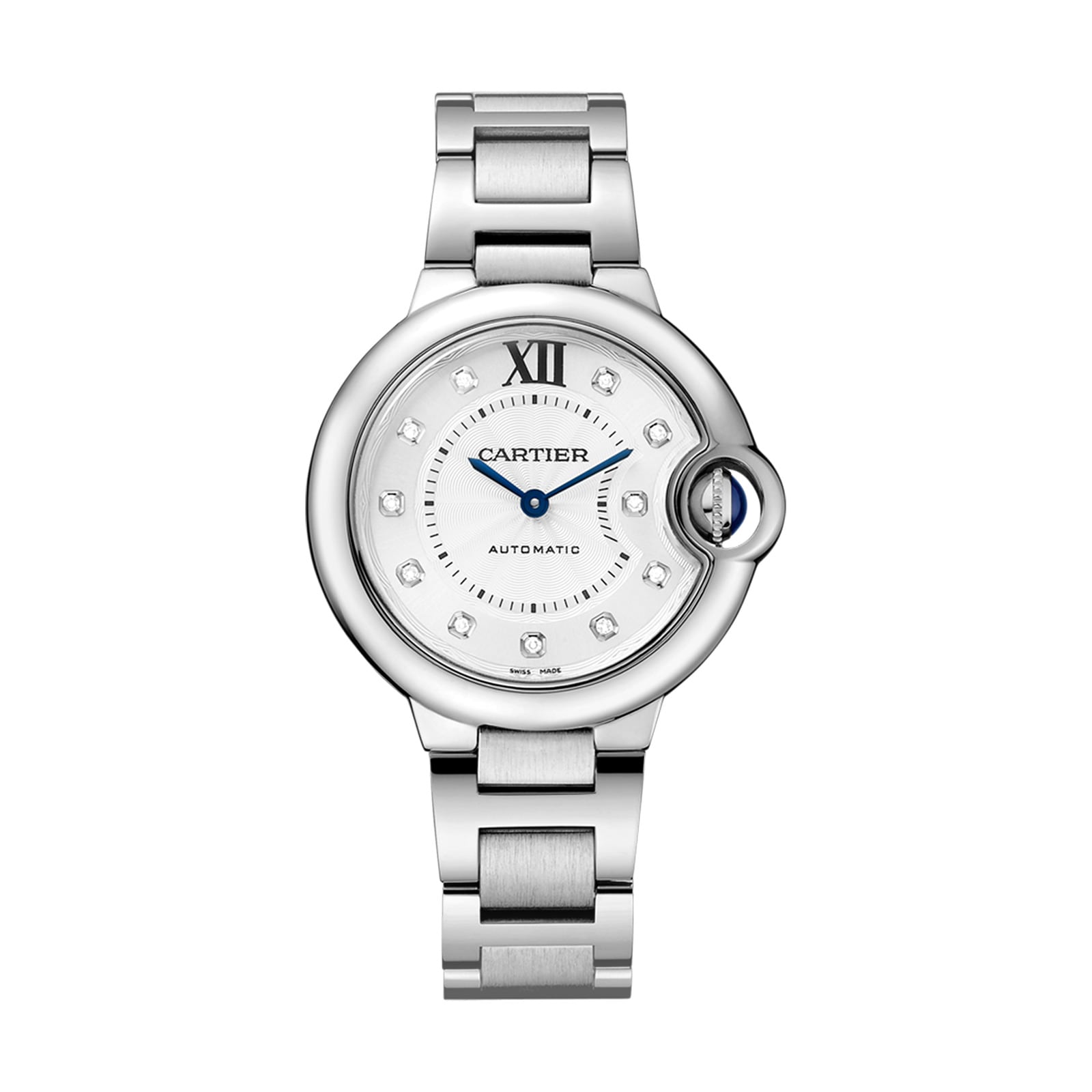 Cartier Ballon Bleu De Cartier Watch 33mm Automatic Steel Diamonds W4BB0021