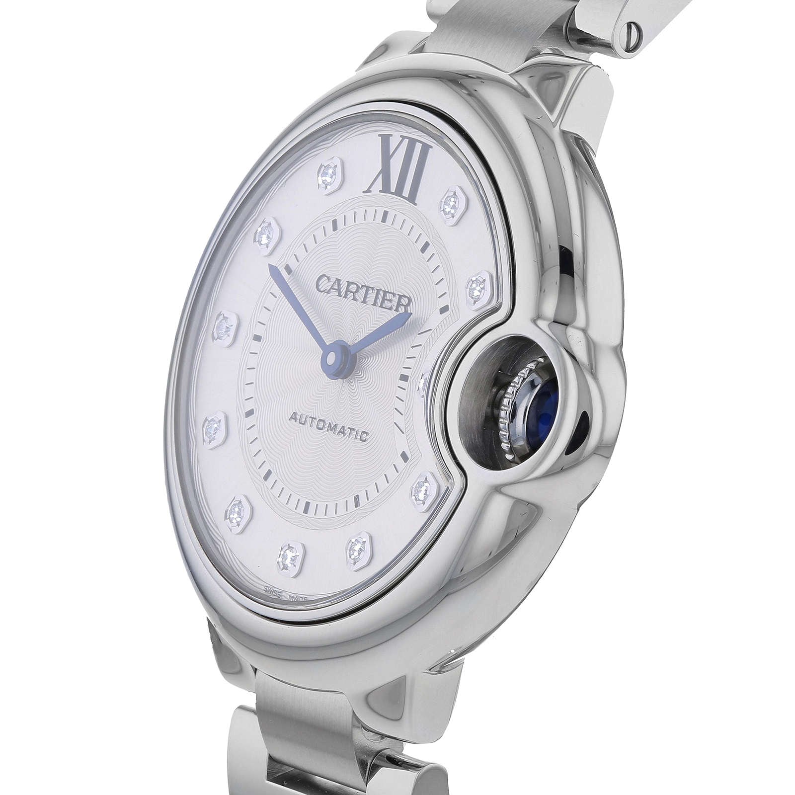 Cartier Ballon Bleu De Cartier Watch 33mm Automatic Steel Diamonds W4BB0021