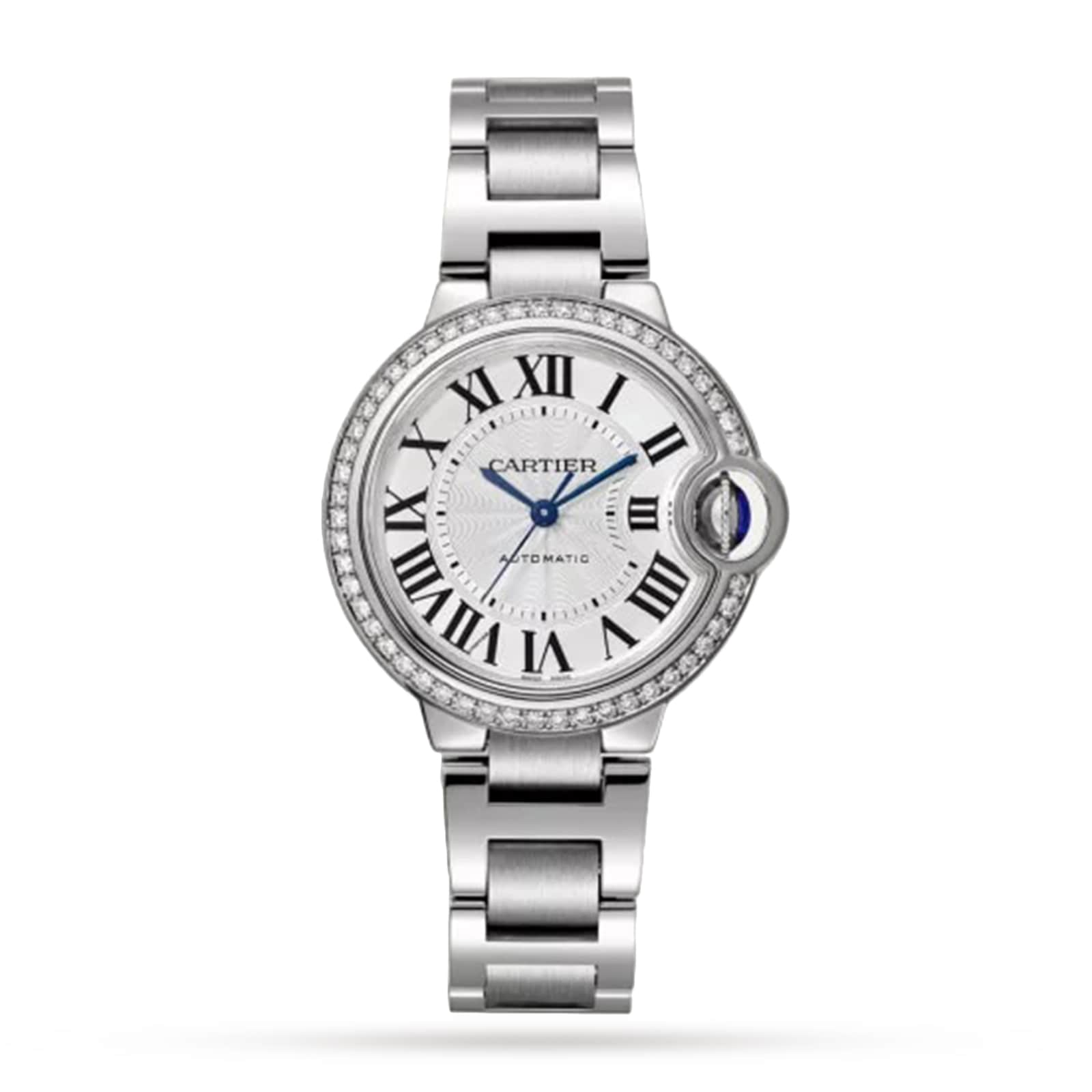 Cartier Ballon Bleu de Cartier watch 33mm mechanical movement with automatic winding steel diamonds W4BB0023