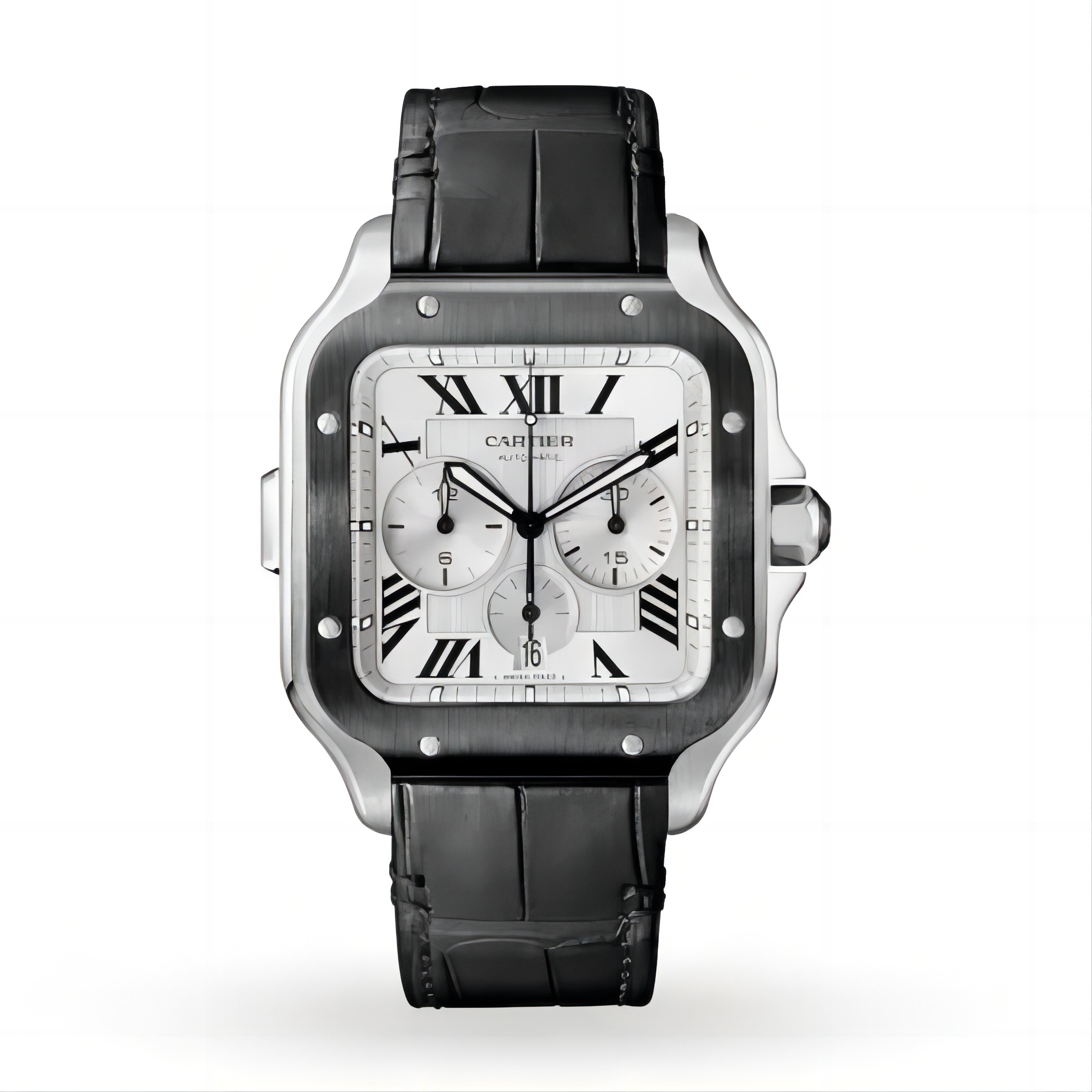 Cartier Santos de Cartier Men Automatic Silver Rubber Watch WSSA0017